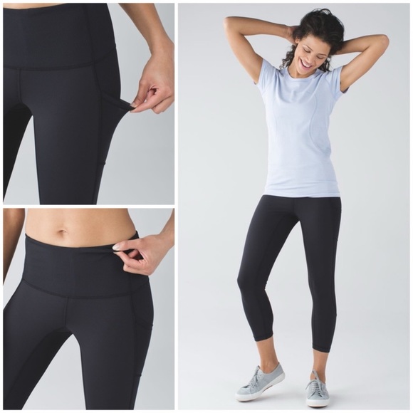 RARE Lululemon Seek The Heat Crop Sz 6 In Black - Picture 3 of 9